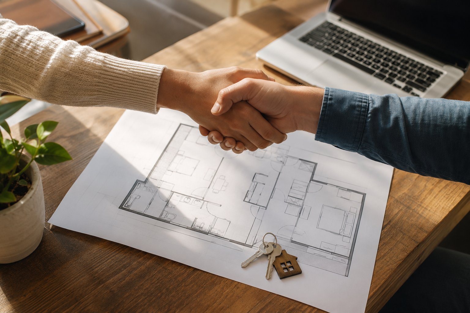Real estate professionals collaborating on a home sale
